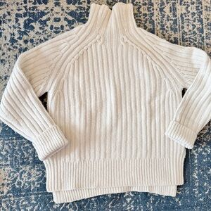 Polo Ralph Lauren Cashmere & Wood Cream Ribbed Turtleneck Sweater, Size S